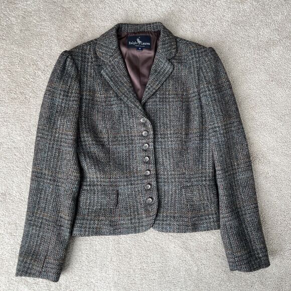 Ralph Lauren Jackets & Blazers - Vintage Ralph Lauren Blazer Womens 12 Houndstooth Wool Equestrian Academia Puff